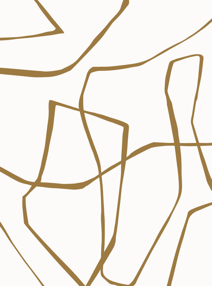 Entangled Lines Abstract Vinyl Peel and Stick Mural, Gold, 24"x96", Single
