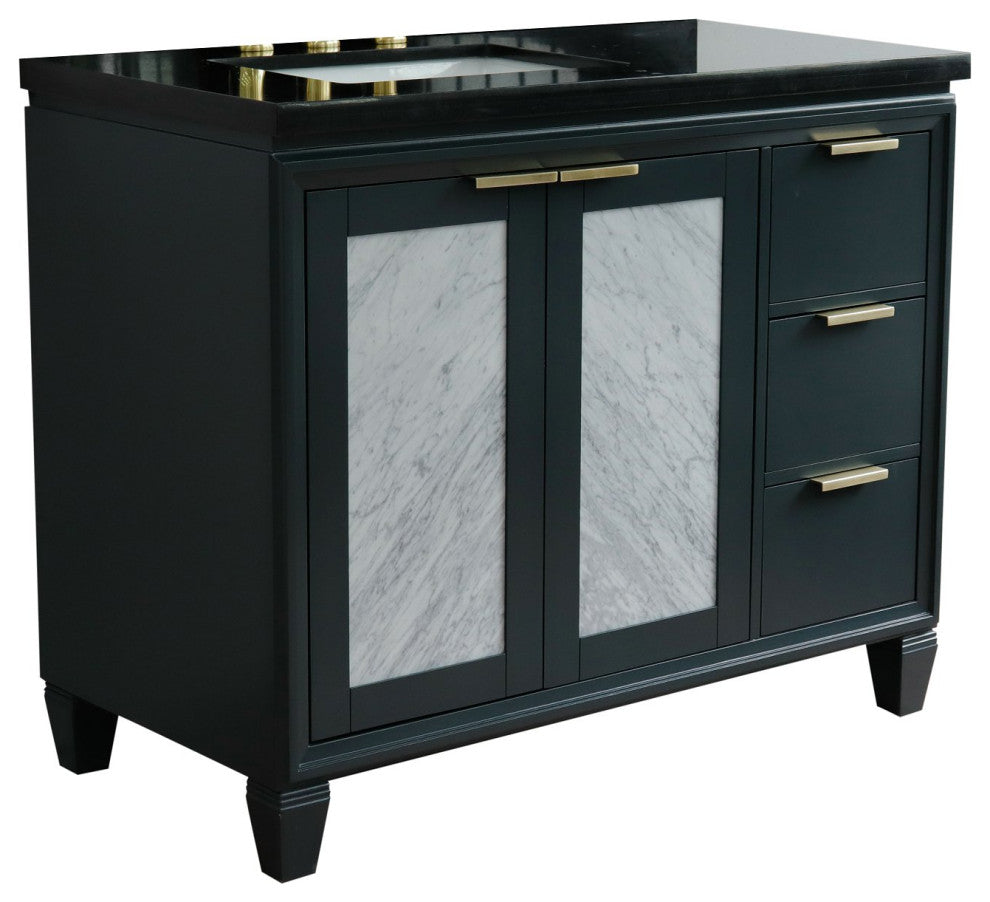 43" Single Vanity, Dark Gray Finish With Black Galaxy