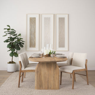 Isla Oval Dining Table with Light Brown Wood Top and Arched Legs