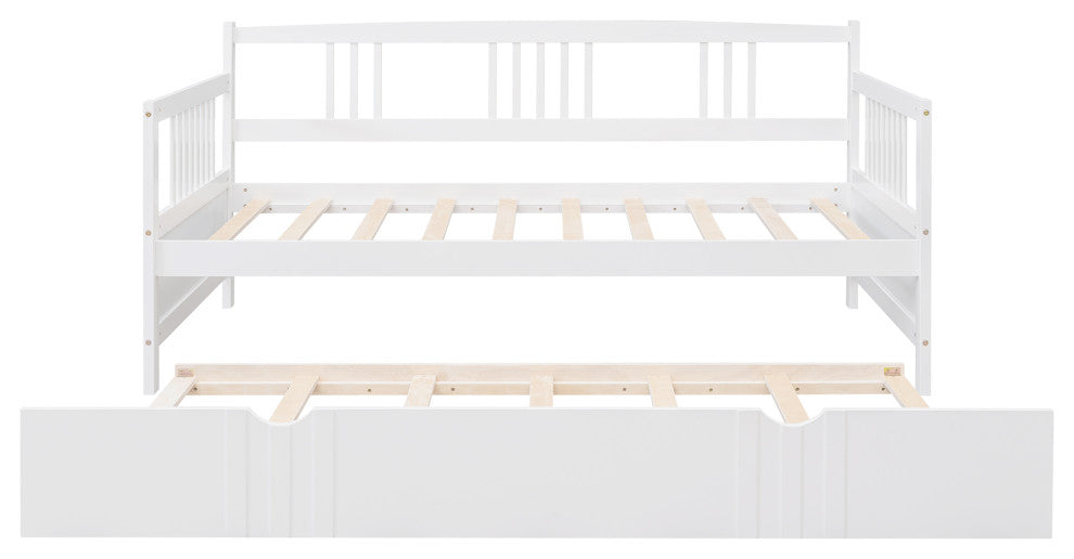 Gewnee Twin Size Wood Daybed with Twin Size Trundle in White