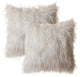 Faux Fur Throw Pillow 18"X18" With Insert (2 Pack), Mongolian Long Hair White