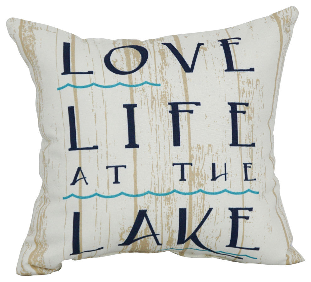 Spun Polyester 17" Outdoor Throw Pillows, Set of 4, Lake Life