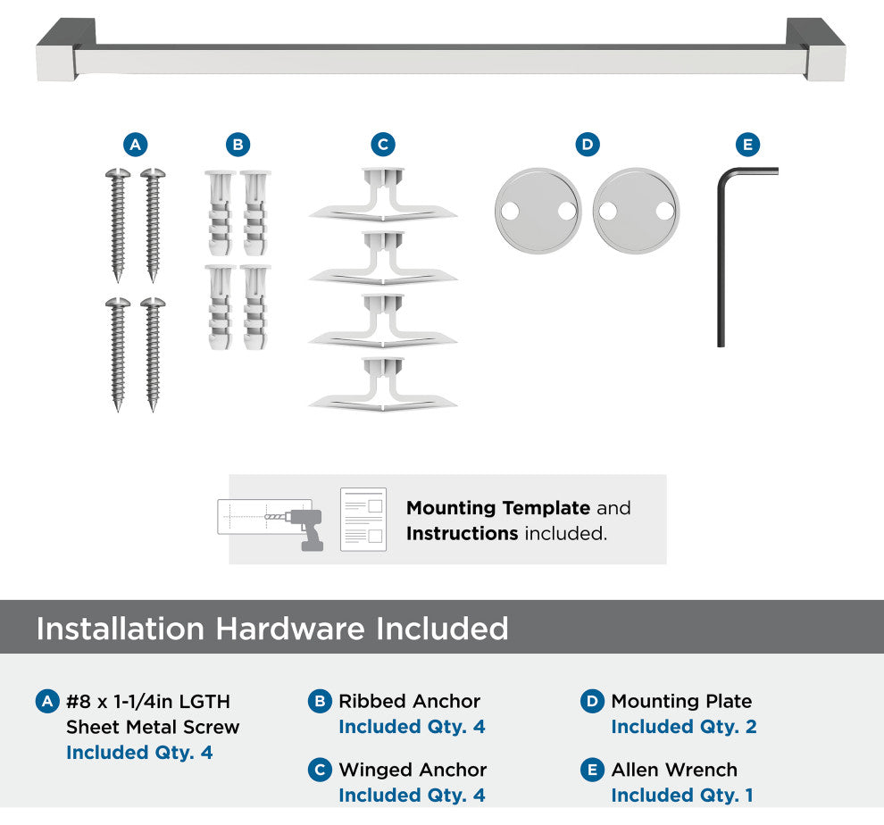Amerock Monument Contemporary Towel Bar, Chrome, 18" Center-to-Center