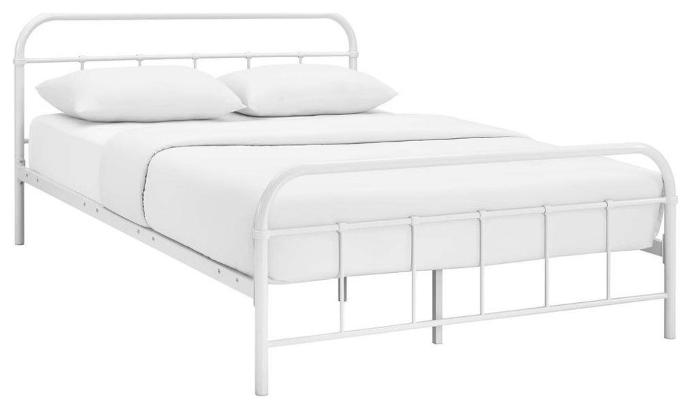 White Maisie Queen Stainless Steel Bed Frame