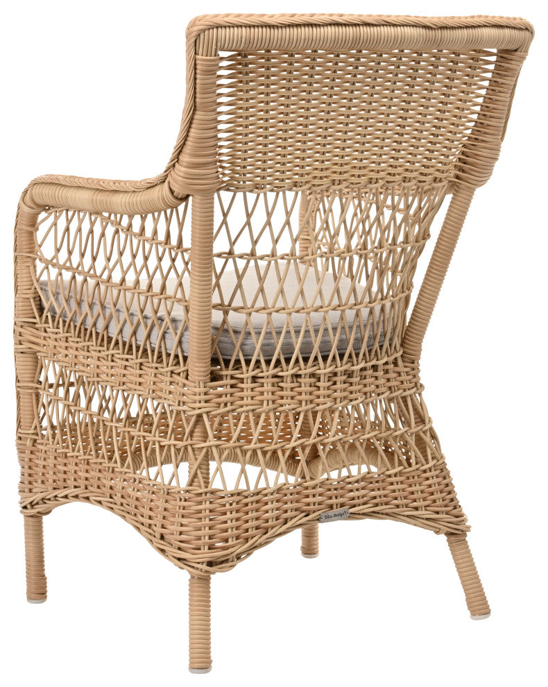 Marie Armchair With Cushion, Natural Finish, Sailcloth Seagull Upholstery
