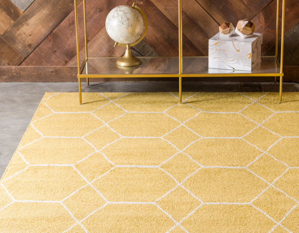 Unique Loom Yellow Geometric Trellis Frieze 4'' 0 x 6'' 0 Area Rug