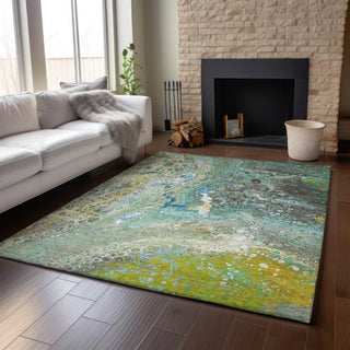 Premium Machine Washable Mayfield AMF588 Teal 3' x 5' Rug