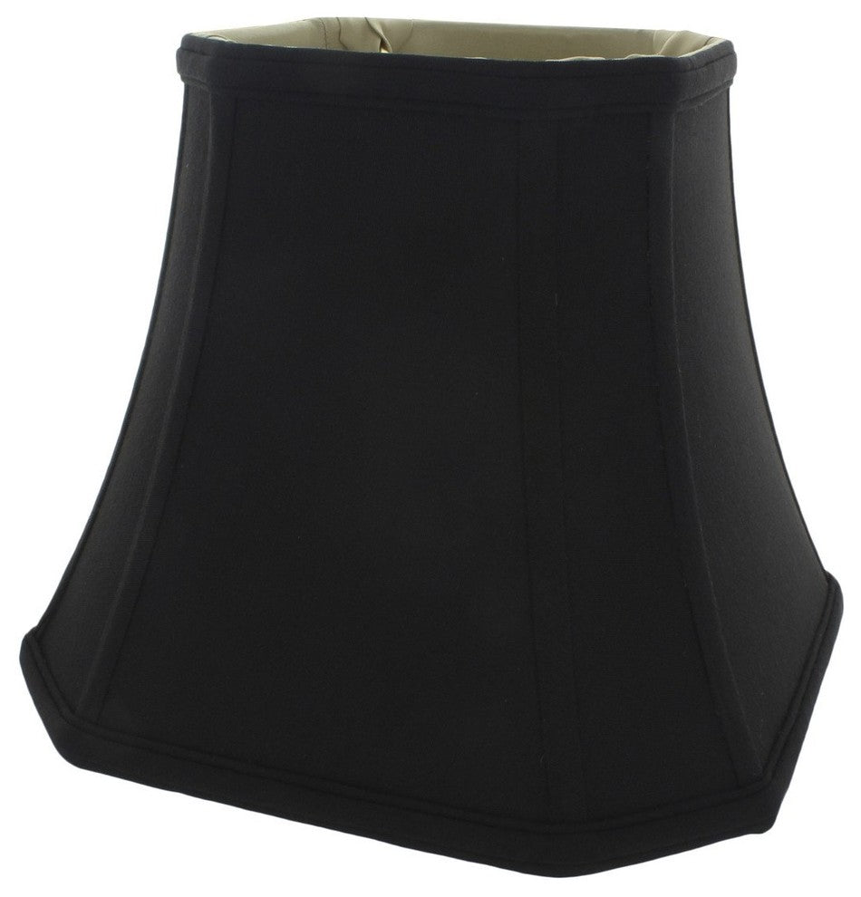 10" Flared Rectangular Lampshade, Black Silk