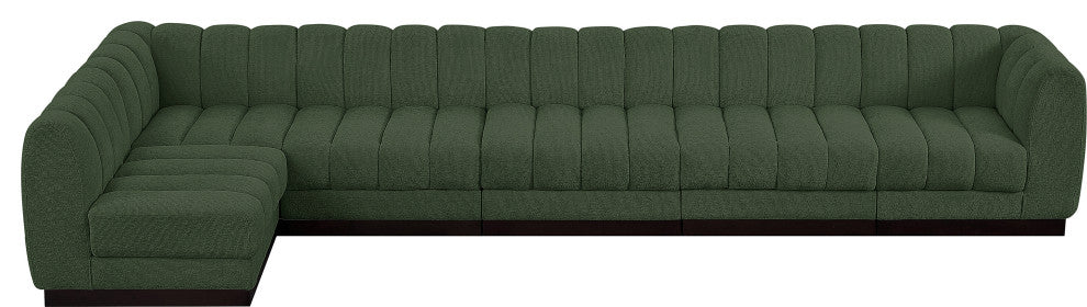 Quinn Chenille Upholstered 6-Piece L-Shaped Modular Sectional, Green