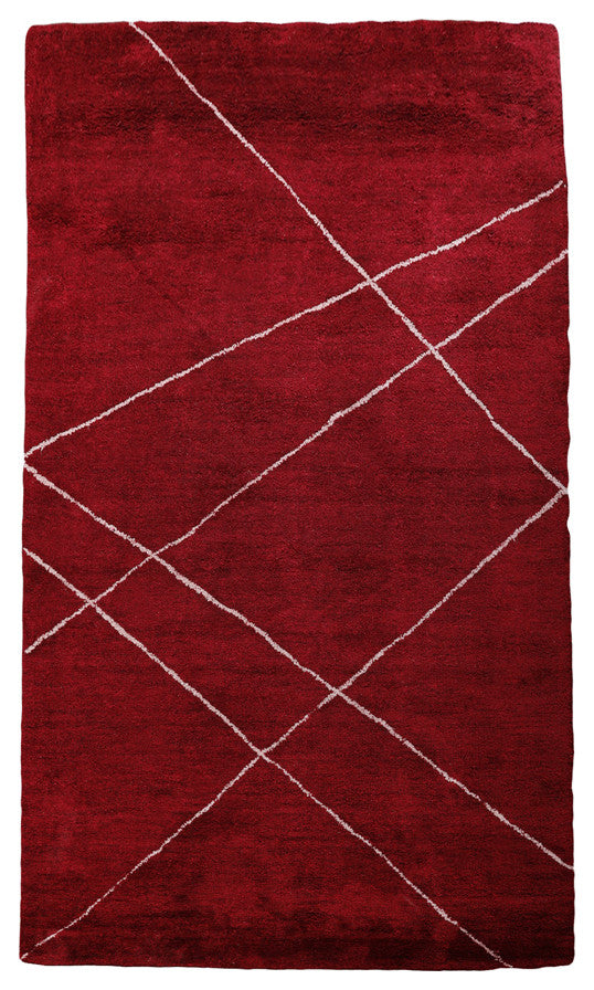 HAND KNOTTED LOOM SILK ECO-FRIENDLY AREA RUGS -9'x12', Rectangle, Red, Geometric