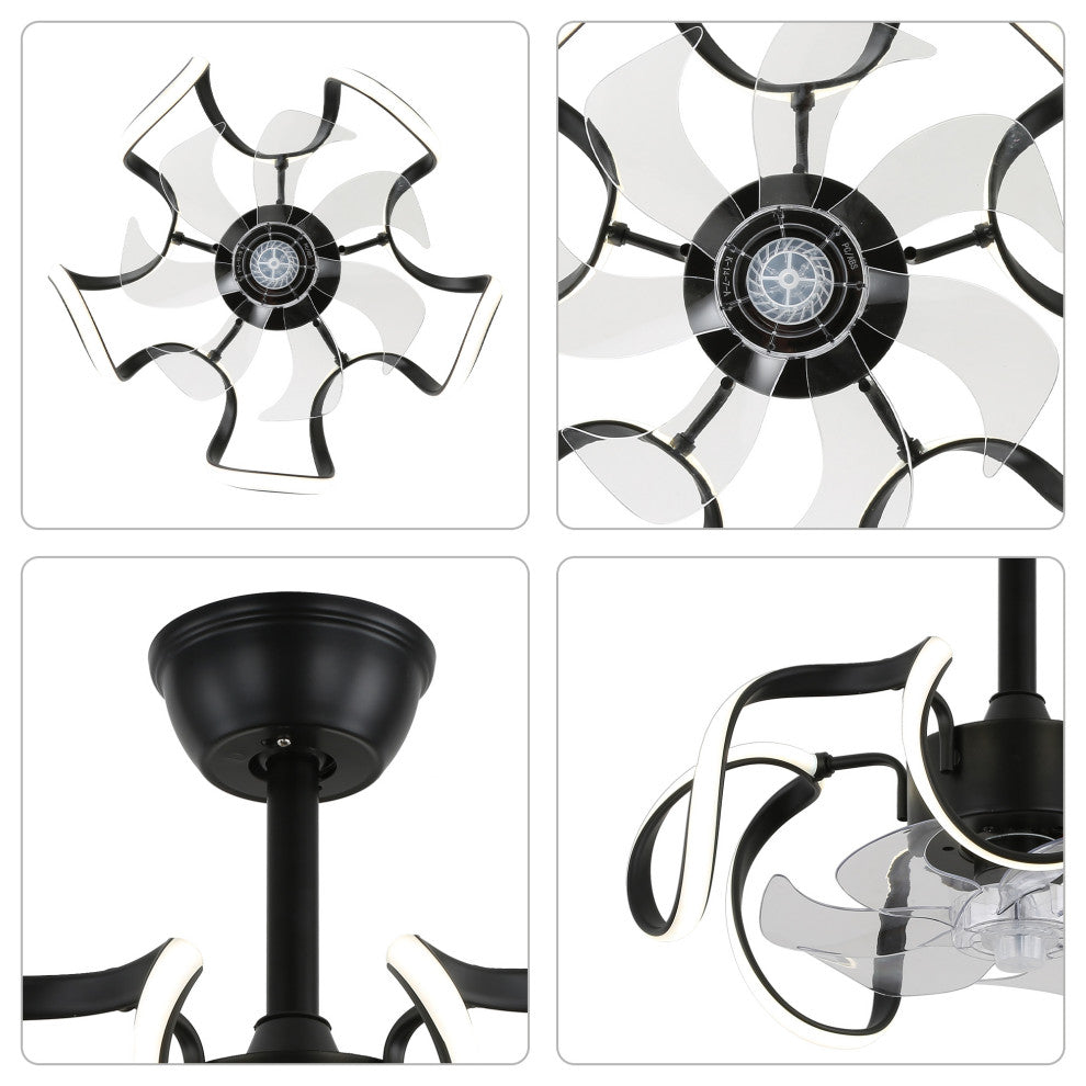 20 In Low Profile Ceiling Fan Dimmable Flush Mount Ceiling Lighting with Remote, Black