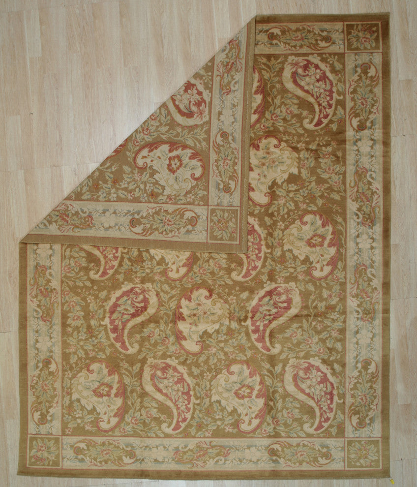 Beige Transitional Floral Spanish Style Area Rug