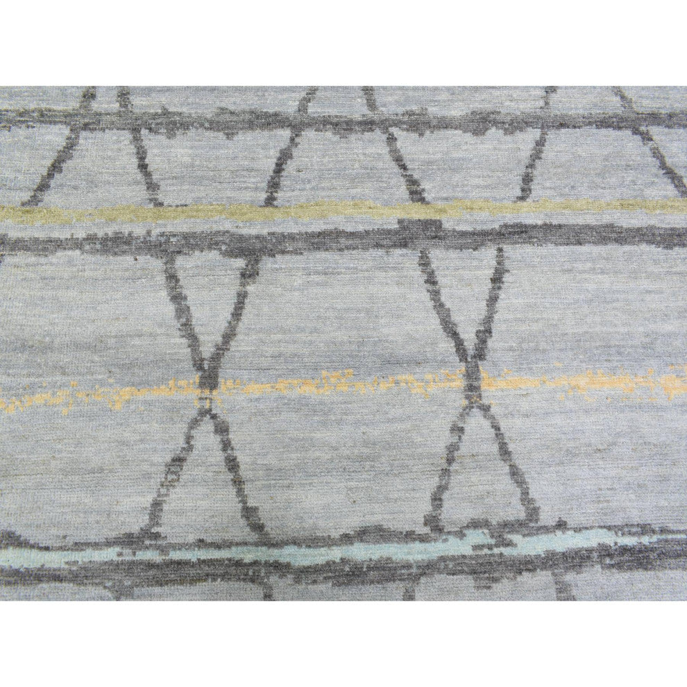Light Gray Hand Knotted Boujaad Moroccan Berber Design Soft Wool Rug, 10'x13'9"
