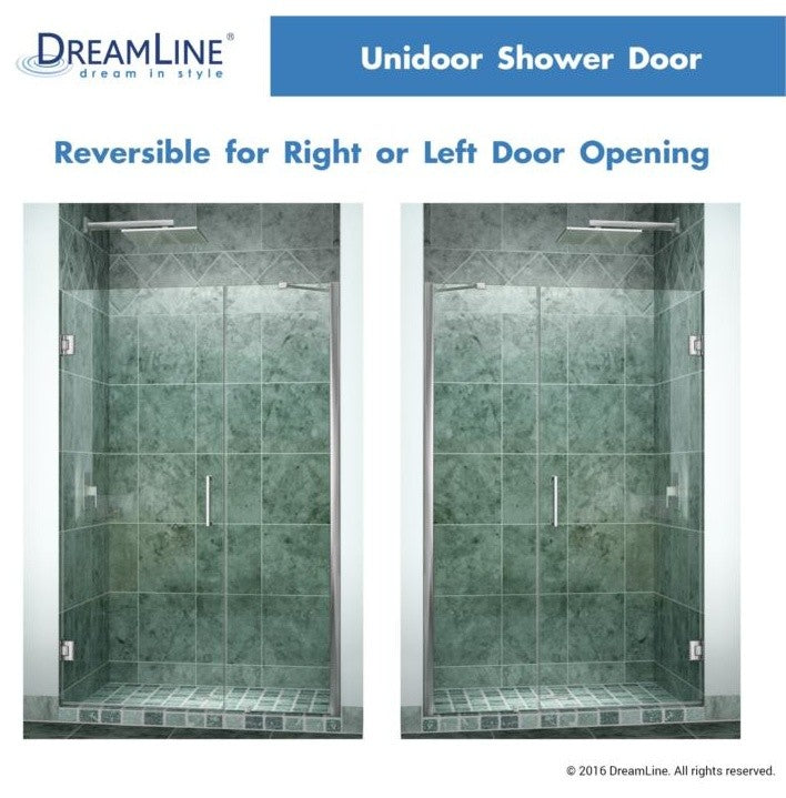 DreamLine Unidoor 44" to 45" Frameless Hinged Shower Door, Oil Rubbed Bronze