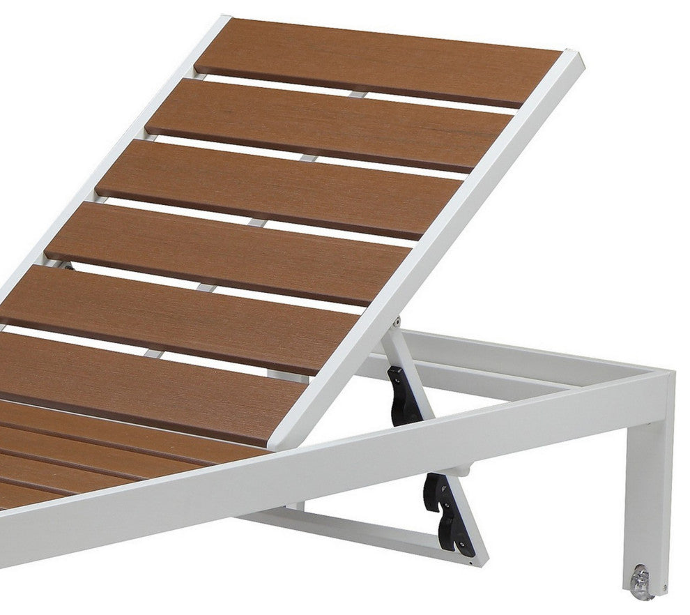 Benzara BM287736 Josh 76" Outdoor Chaise Lounger, White Aluminum Frame