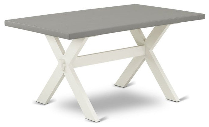 7-Piece Set, Table and 6 Chairs, Linen Fabric, Medium Size Table and Cement