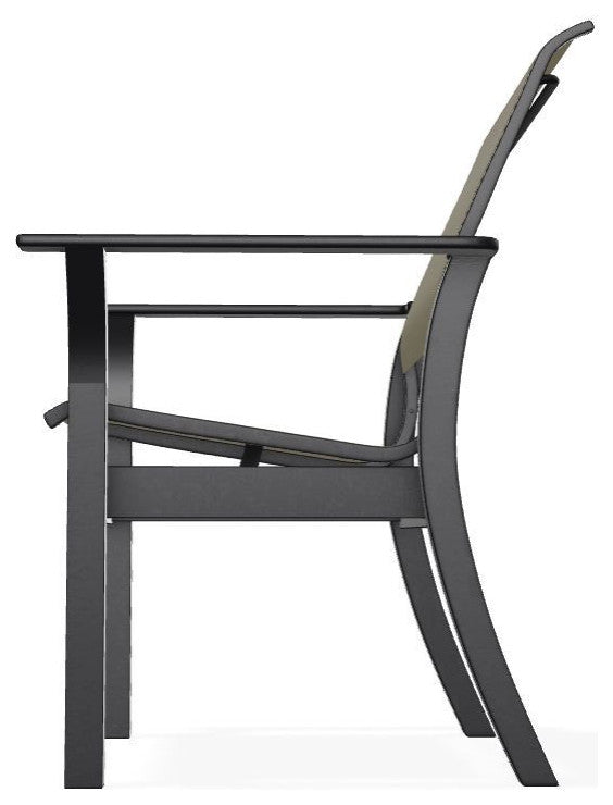 Leeward Sling Stackable Outdoor Dining Chair, Elevation Stone/Black
