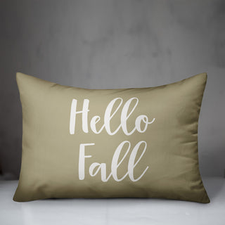 Hello Fall Lumbar Pillow, Beige, 14"x20"