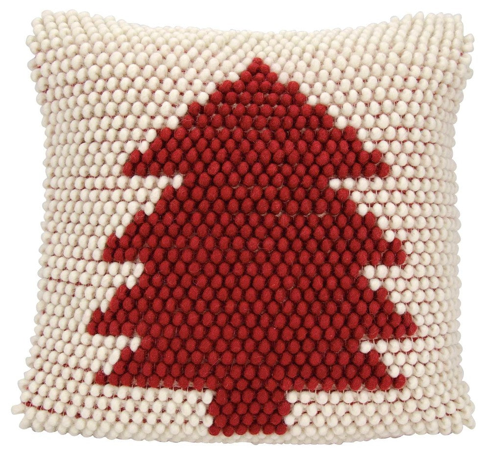 Mina Victory DC569 Throw Pillow, Ivory/Red, 20"X20"