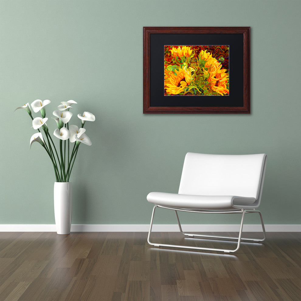 'Four Sunflowers' Matted Framed Canvas Art by Mandy Budan