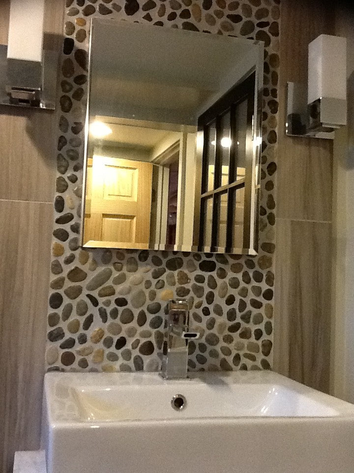 Glazed Bali Ocean Pebble Tile: Natural Stone for Showers, Baths