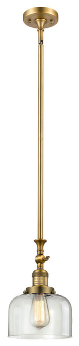 Large Bell 1-Light LED Pendant, Brushed Brass, Glass: Clear