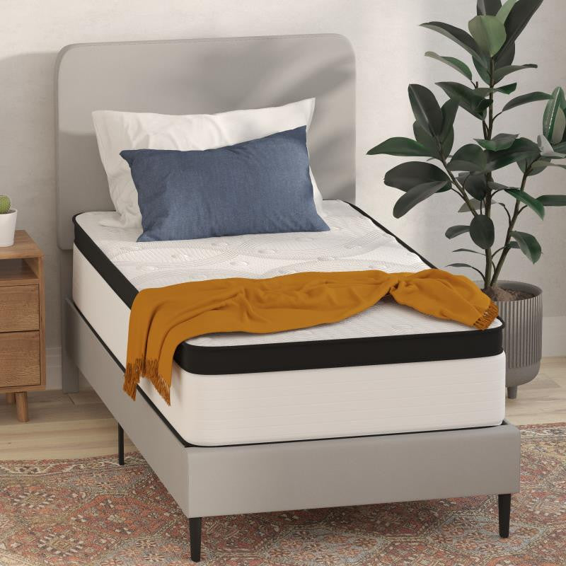 Capri Extra Firm 12 Inch CertiPUR-US Certified Hybrid Pocket Mattress, White, Twin