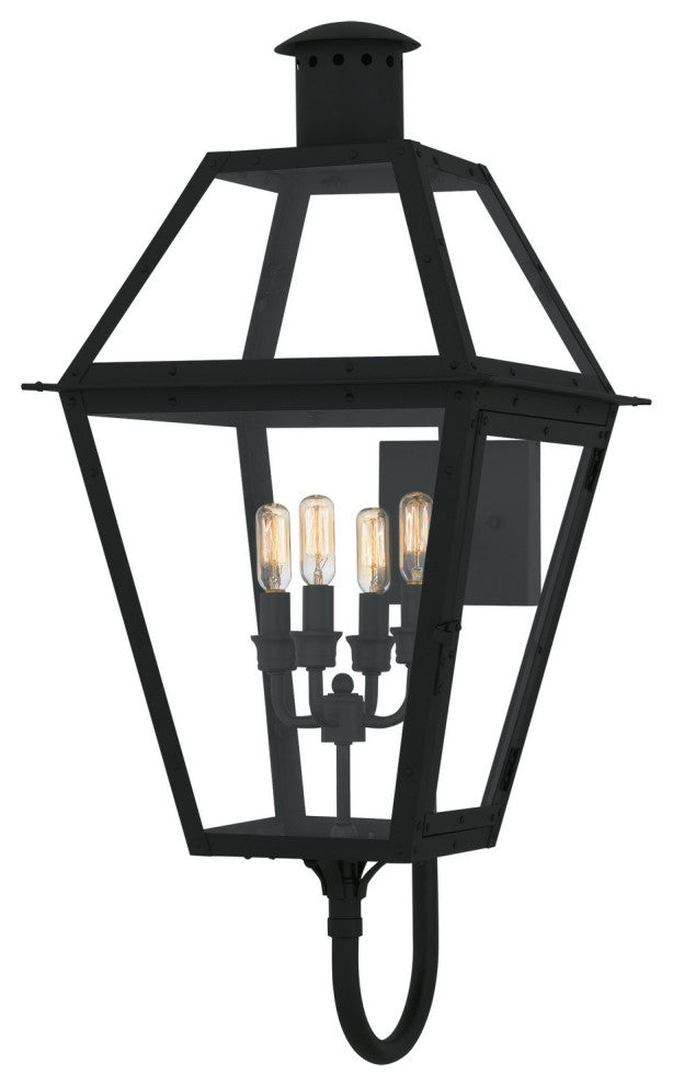 Rue De Royal Four Light Outdoor Wall Lantern in Earth Black