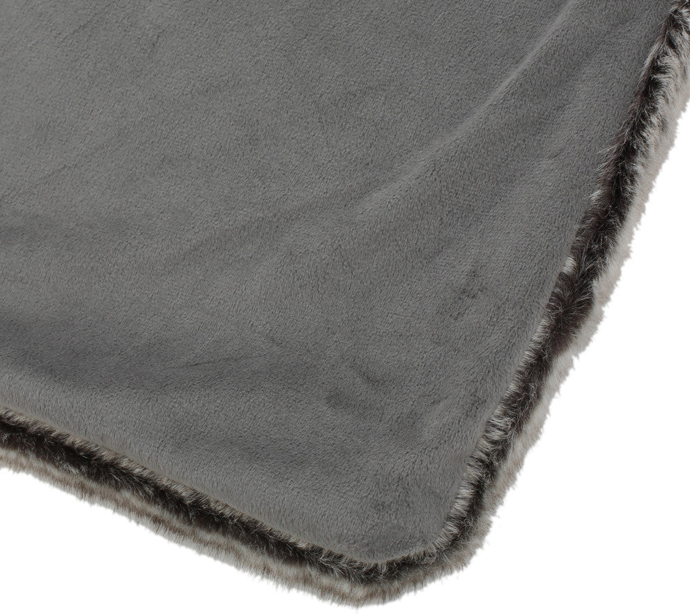 GDF Studio Tuscan Fur Fabric Throw Blanket, Ash White