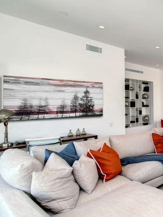 "Evergreens" Print on White Wood, 60"x20"