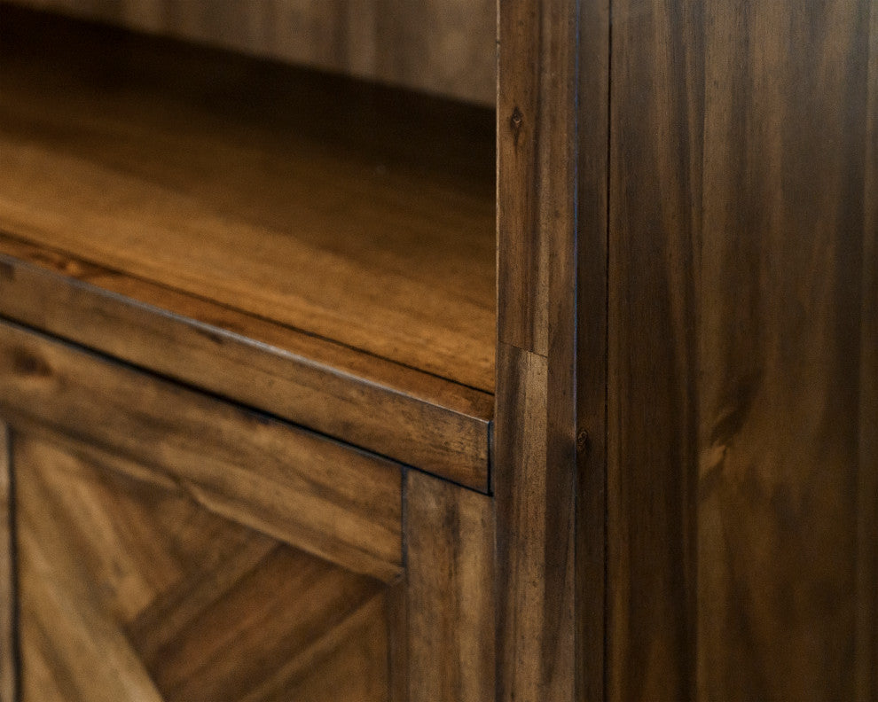 Traditional Wood Bookcase With Doors Fully Assembled Brown
