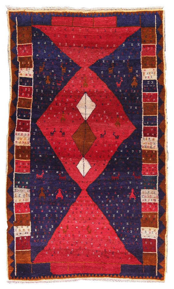 Consigned, Traditional HandKnotted Persian Qashqai Oriental Area Rug, Red, 3'x6'