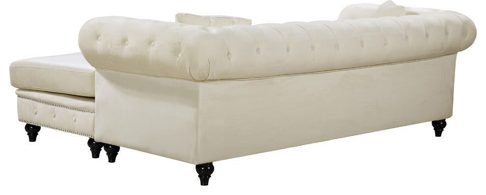 Sabrina Velvet 2-Piece Reversible Sectional, Cream
