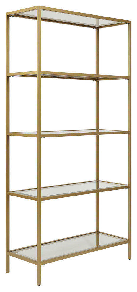 Marcello Glass Shelves Bookcase, Gold