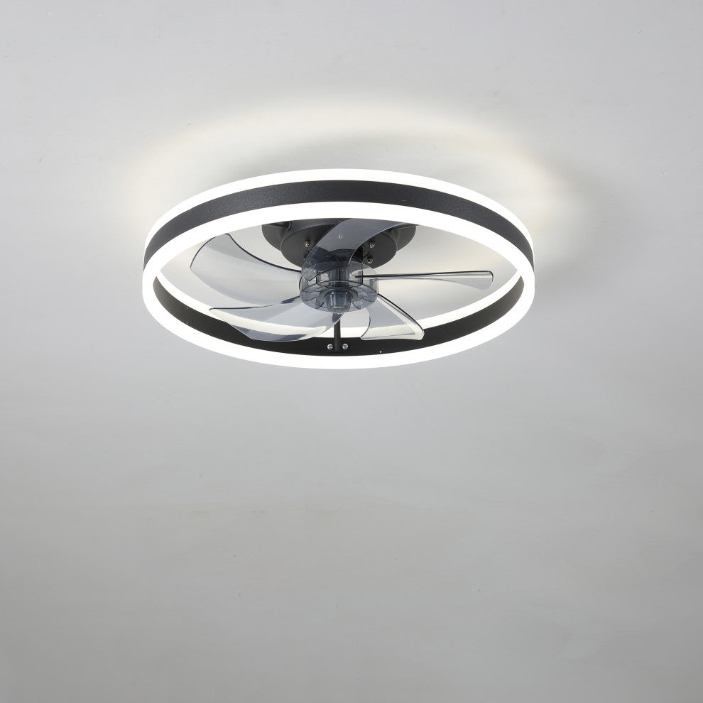 20 in. W x 6 in. H Iron Ceiling Fan in Black with Dimmable LED Lights