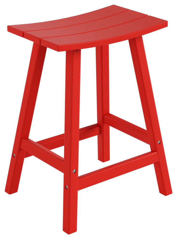 WestinTrends 24" Outdoor Patio Adirondack Plastic Counter Stool, Saddle Seat, Red