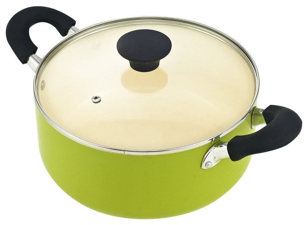 Cook N Home Nonstick Ceramic Coating 10-Piece Cookware Set, Green, NC-00358