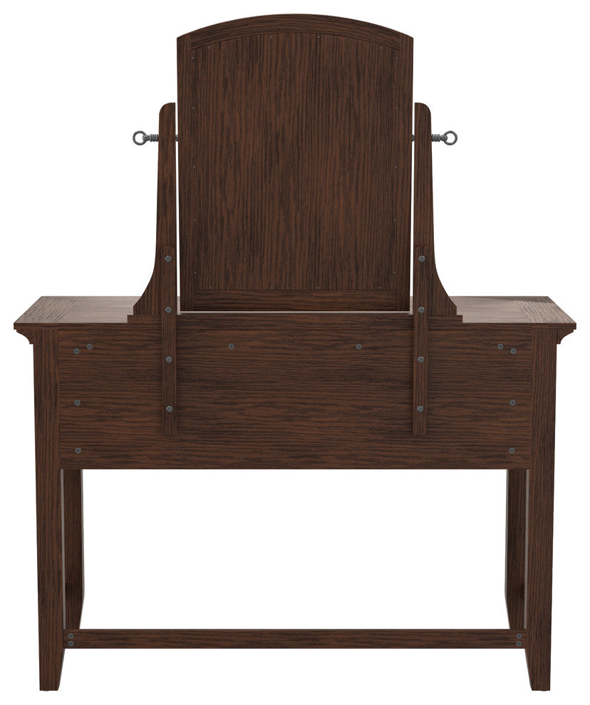 Modern Mission Vanity and Mirror, Vintage Oak