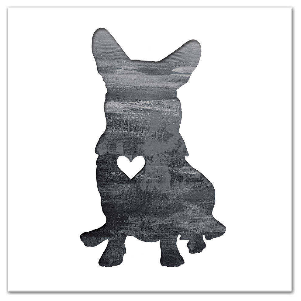 Designs Direct Creative Group Ink Silhouette Corgi 16x16 Canvas Wall Art