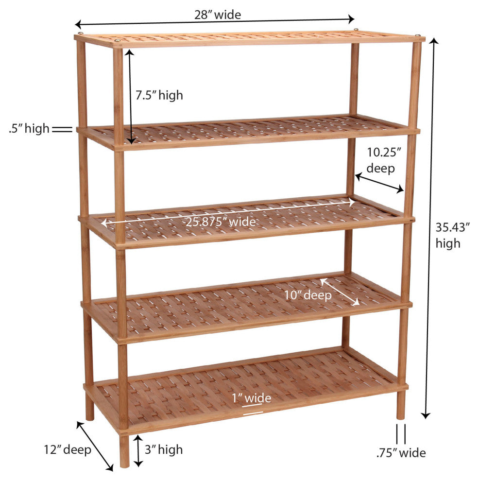 5 Tier Bamboo Shoe Rack
