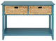 HomeRoots 44" X 16" X 28" Teal Solid Wood Leg Console Table