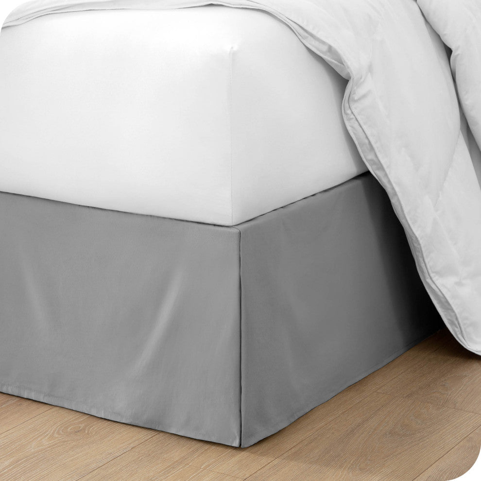 Bare Home Microfiber Bed Skirt , 15" Drop Length, Light Gray, Twin