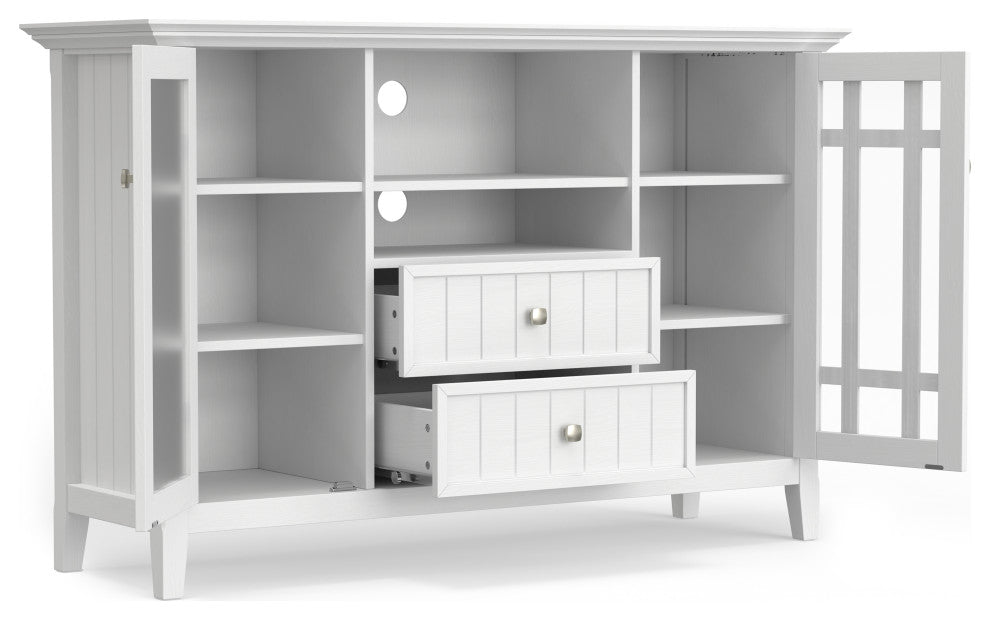 Bedford Solid Wood Tall TV Media Stand For TVs up to 60", White