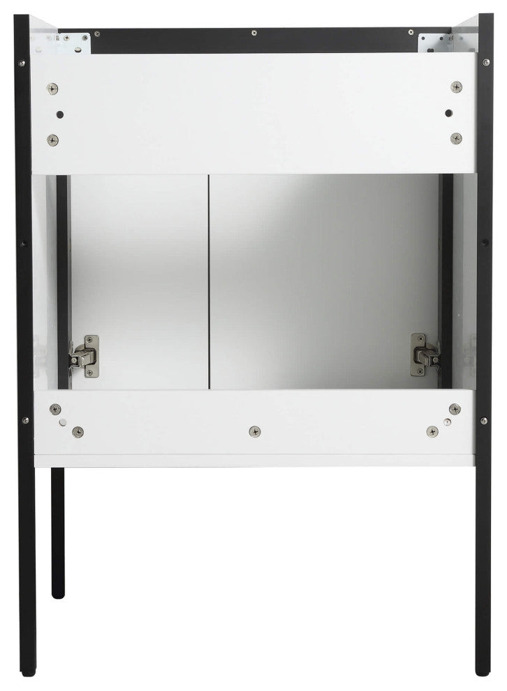 Oakville Bath Vanity, Ceramic Sink, White Matte, 24 Inch, Black Hardware