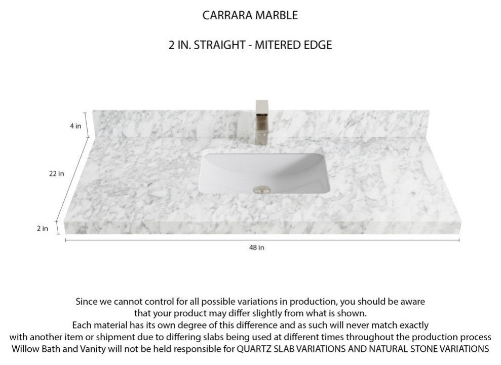 Elizabeth 48 Single Sink Bath Vanity in Light Natural Teak 2" Carrara Marble