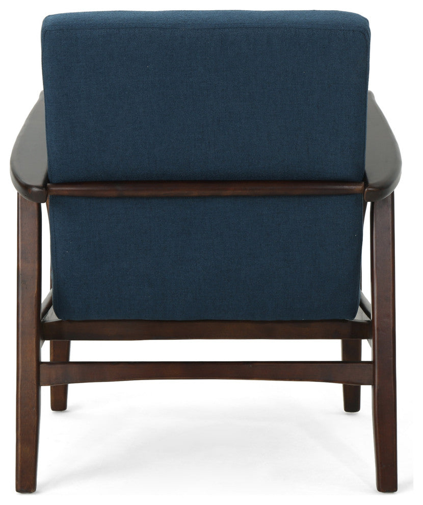 GDF Studio Gunther French-Style Fabric Club Chair, Blue/Espresso