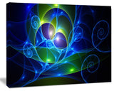 Blue Curly Spiral on Black, Abstract Wall Art Canvas, 40x30
