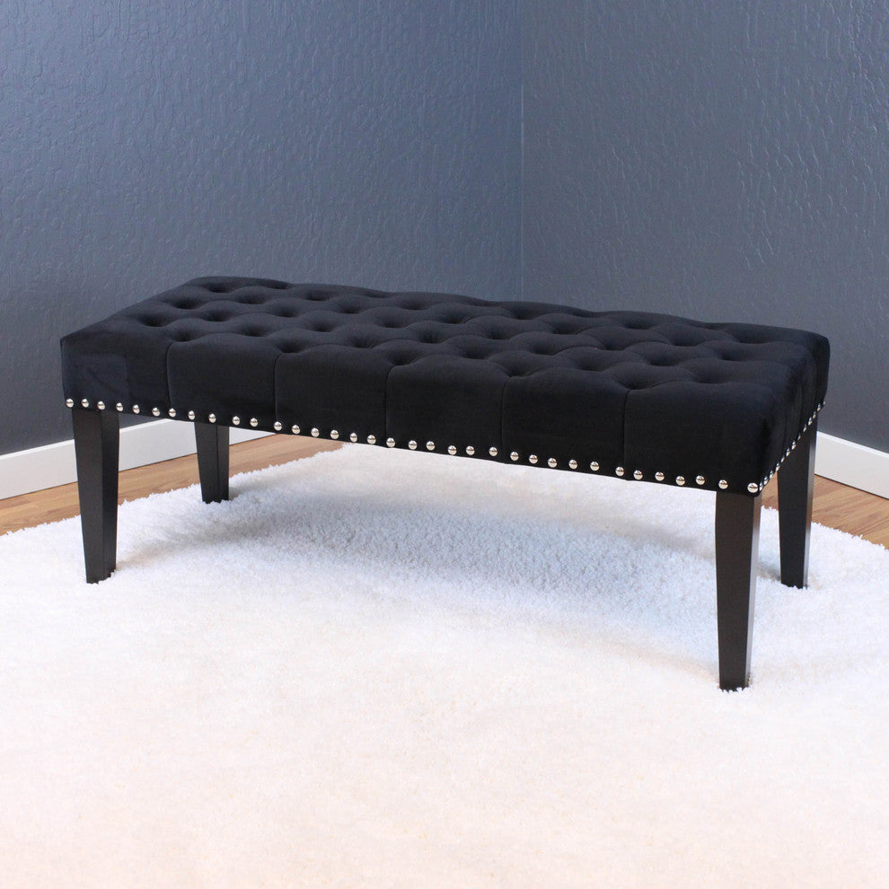 Markelo Velvet Bench, Black