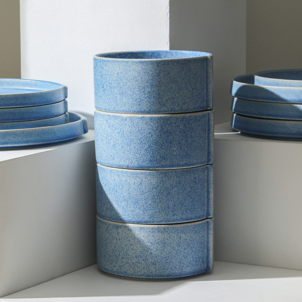 Stone Lain Bao Stoneware Bowl Set of 4, Blue