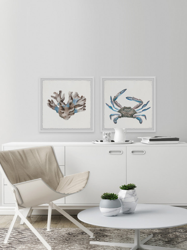 Luminous Crab and Coral Diptych, 36"x18"